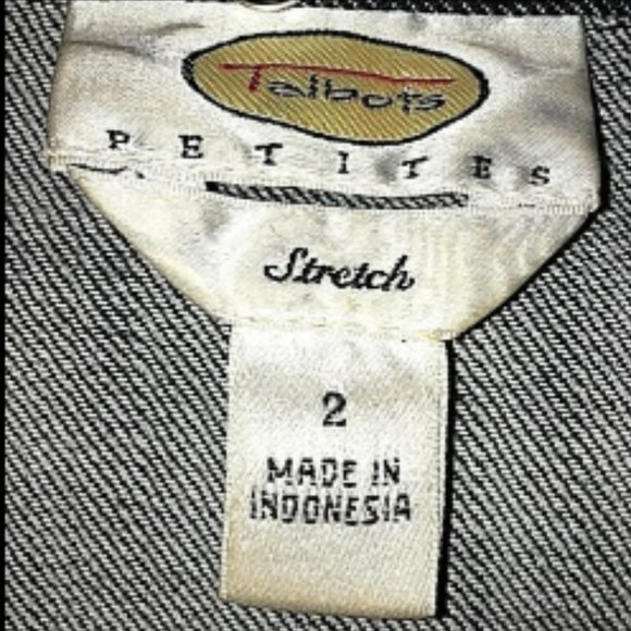 Talbots Denim Jean Jacket Sz 2P Stretch 3 Buttons Tailored Fit Tapered Waist - Picture 8 of 12